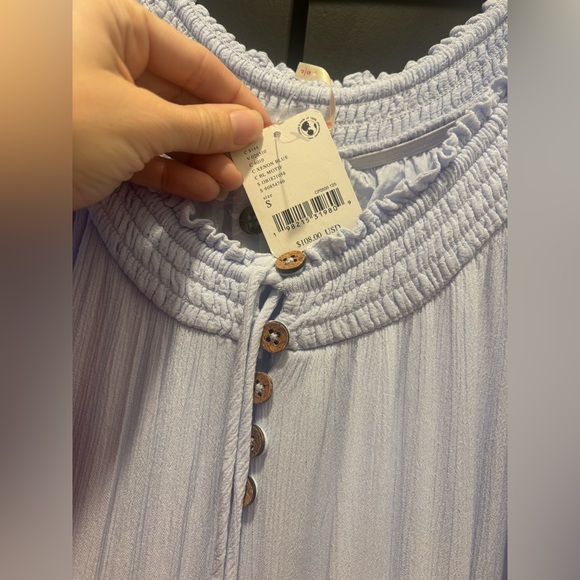 Free People Dream On Maxi Dress lace with pockets Xenon Blue Small NEW - Picture 8 of 12